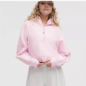 Lululemon Athletica Pink Organza Half-Zip Scuba with gold zipper. Sold out color